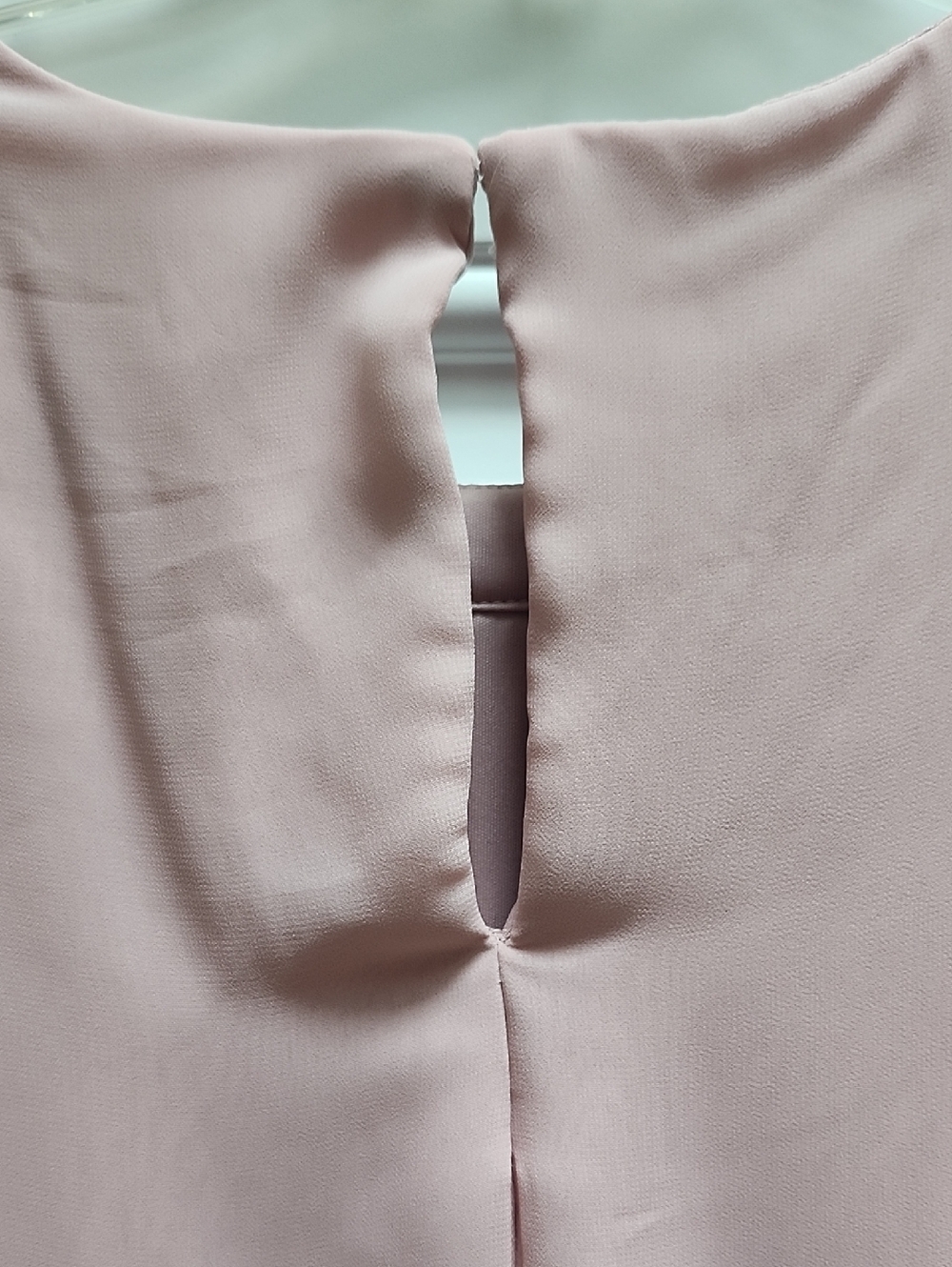 SLNY Blush Pink Layered Chiffon Dress with Beaded Collar - Picture 5 of 7